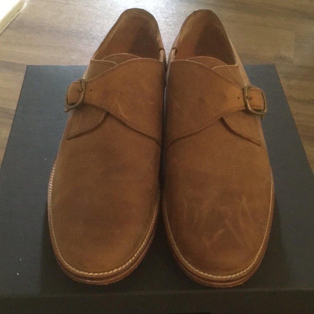 J Shoes “Templar” brown leather monk-strap shoes